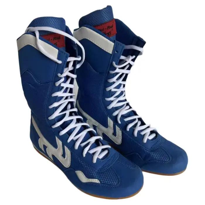 Chaussures de boxe hautes professionnelles pour hommes et femmes adultes bleu rouge noir 35 -46