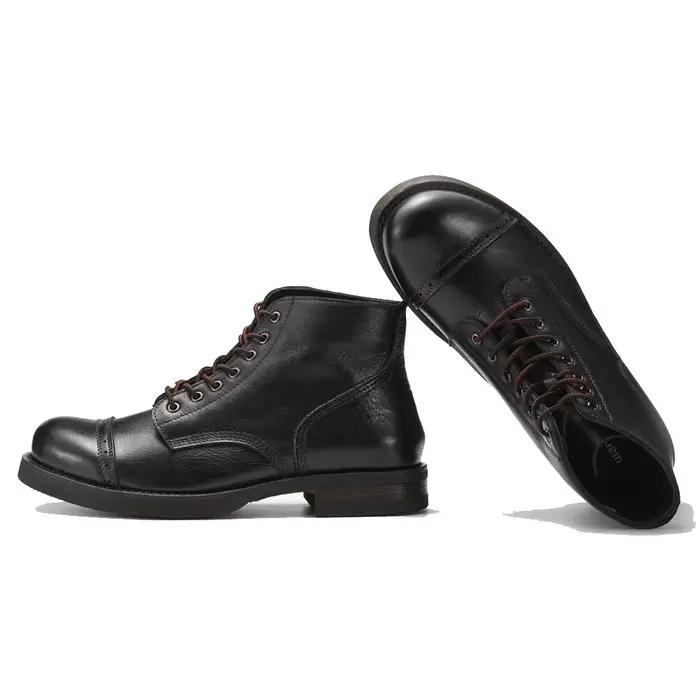 Bottes de Combat en cuir véritable pour hommes, chaussures de luxe, élégantes, faites à la main, poi