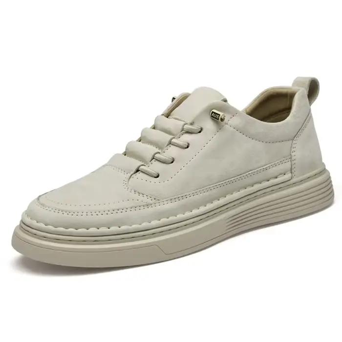 Baskets italiennes en cuir véritable pour hommes, chaussures vulcanisées imperméables, confortables