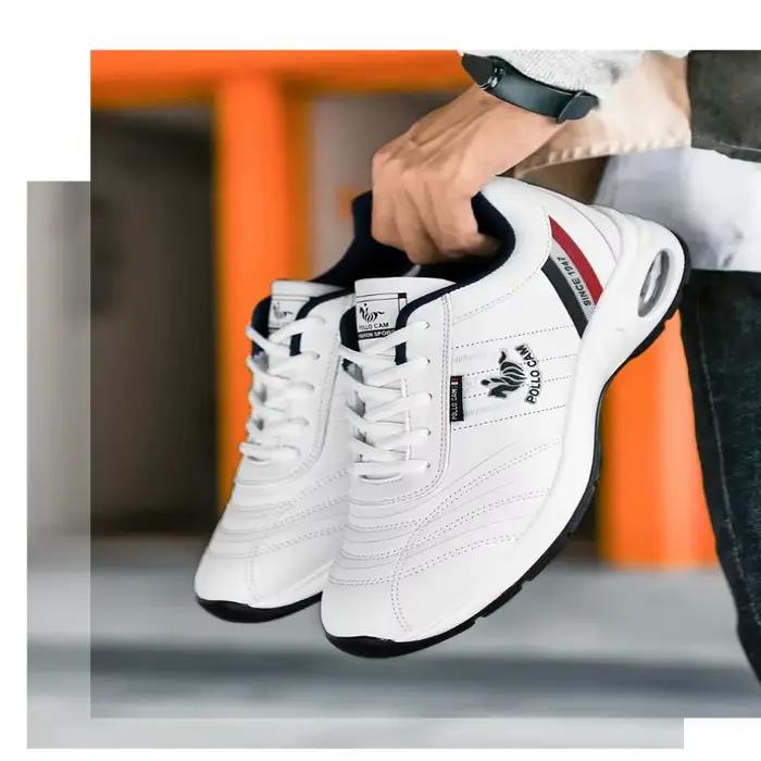 Baskets en cuir pour hommes, chaussures polyvalentes décontractées, chaussures de course antidérapan