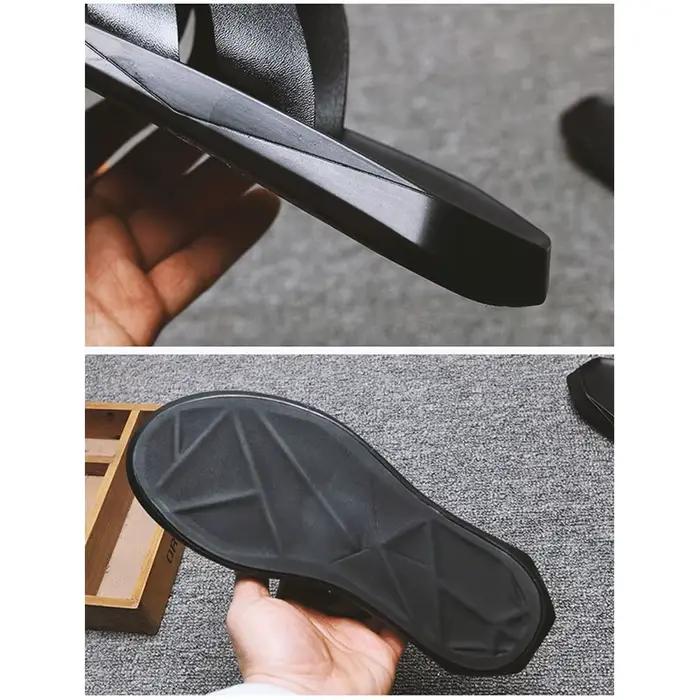 Sandales plates d'été hommes chaussures décontracté en cuir souple hommes sandales vacances mâle mar