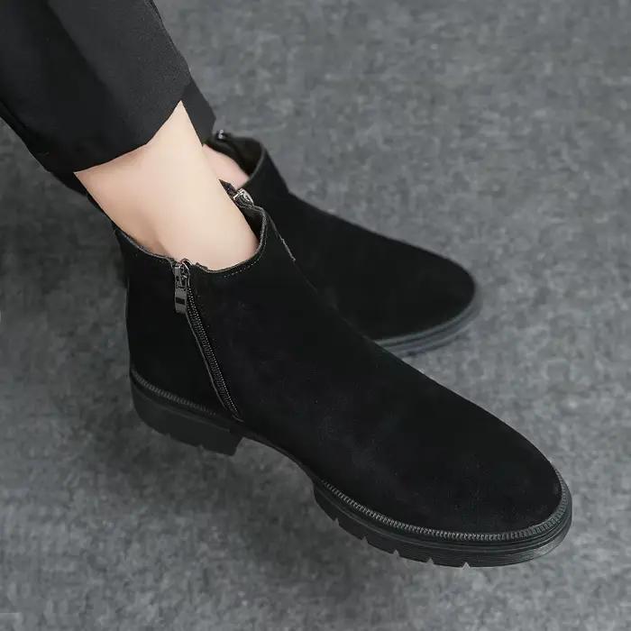 Bottines Chelsea pour hommes, confortables, élégantes, en daim résistant, à coupe haute, à semelle é