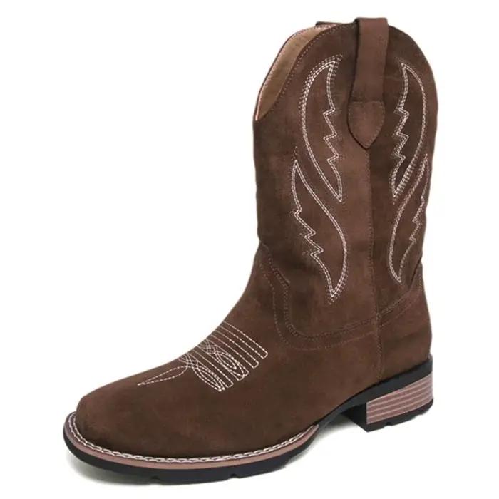 Nouvelles bottes de cowboy occidentales pour hommes bottes de moto vintage mi-mollet bottes pour hom