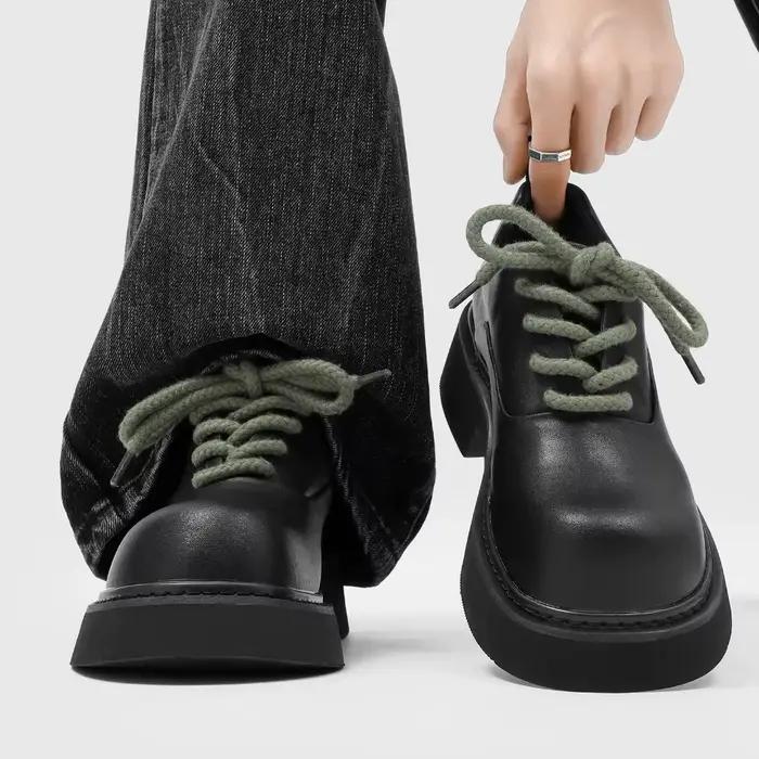 Chaussures Derby Homme 2026 en PU à Semelle Épaisse Tendance Bout Rond Taille 38-46
