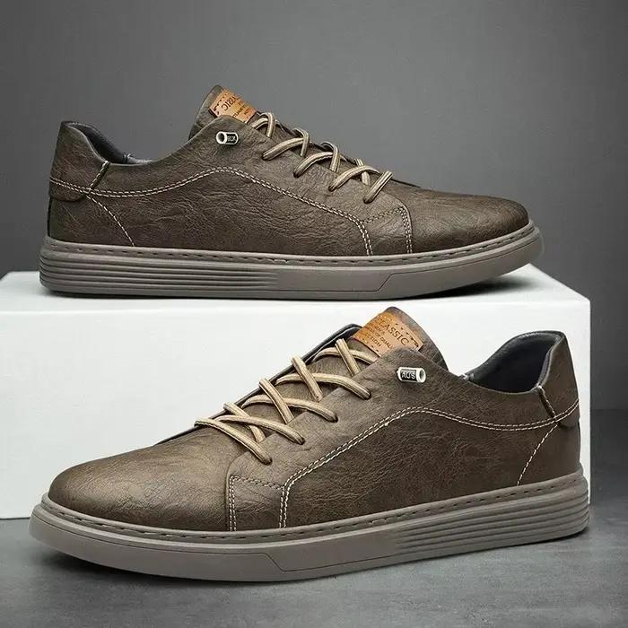Marque italienne en cuir véritable chaussures décontractées hommes Oxford en plein air noir chaussur