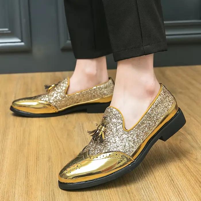 Chaussures habillées d'affaires hommes Oxfords en cuir véritable bout pointu à lacets de haute quali