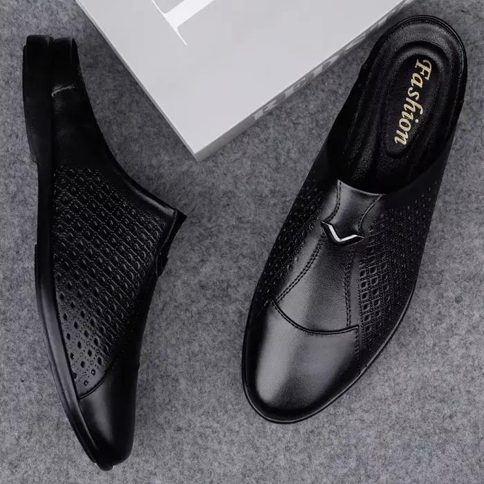 Mocassins d'été en cuir pour hommes, chaussures de conduite, mules, tennis, blanc, 2024