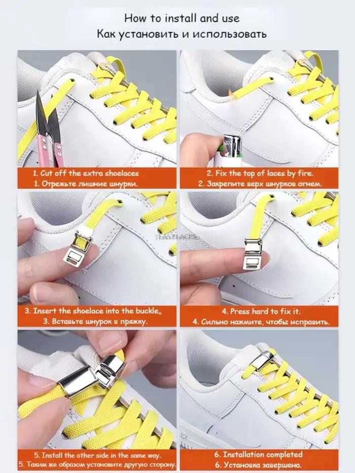 Nouveaux lacets à verrouillage magnétique élastiques sans cravate lacets de chaussures arc-en-ciel b