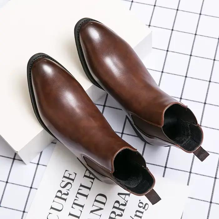 Nouveau Chelsea bottes hommes chaussures PU marron mode polyvalent affaires décontracté Style britan