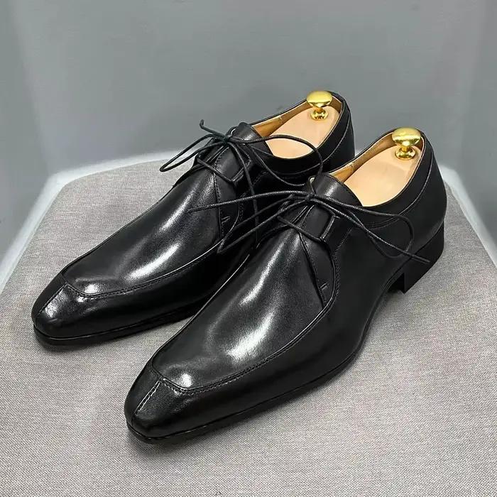Chaussures Oxford Vintage en Cuir de Vache group pour Homme, Design Derby, Formelles, à Lacets, pour
