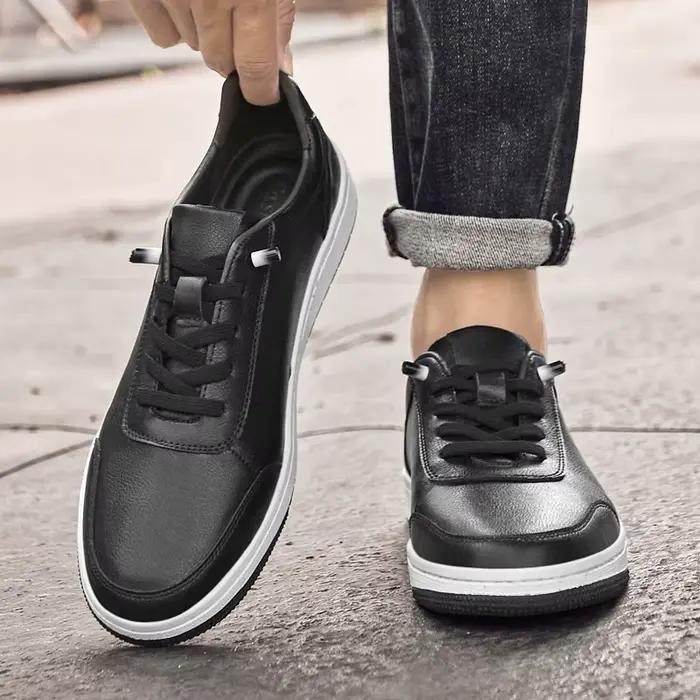 Chaussures de sport et de loisirs pour hommes, marque de mode, respirantes, en cuir véritable, pour