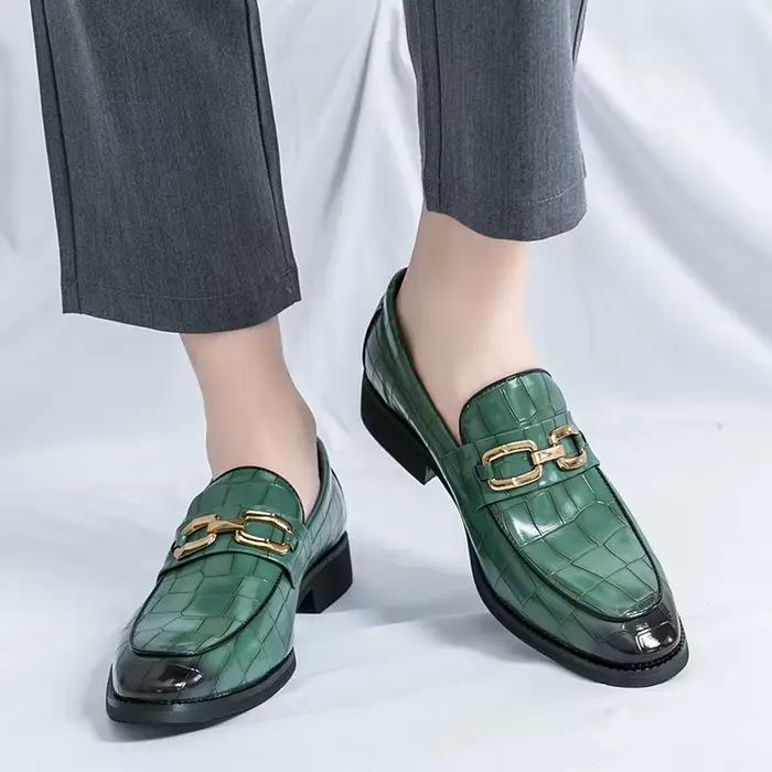 Mocassins floraux en cuir de grande taille pour hommes, chaussures pointues, mocassins à carreaux pr