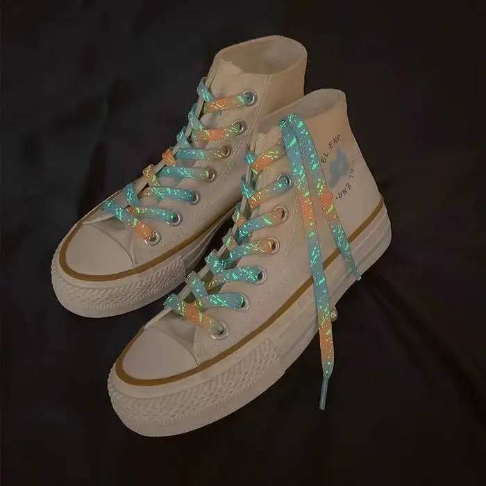 Lacets de chaussures lumineux lacets fluorescents brillants pour baskets lacets plats chaussures lac