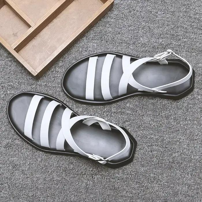Sandales plates d'été hommes chaussures décontracté en cuir souple hommes sandales vacances mâle mar