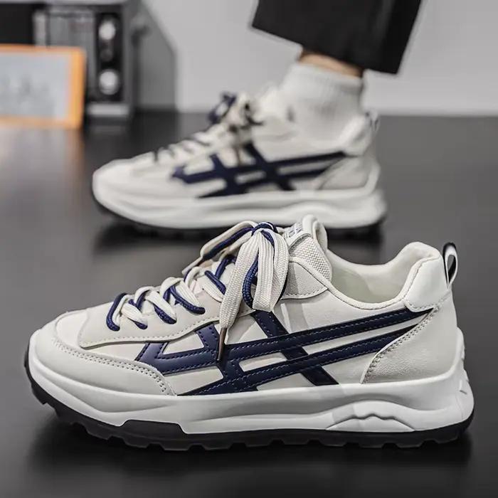 Baskets en cuir à lacets pour hommes 2026 – Tendance, polyvalentes, antidérapantes, décontractées, c