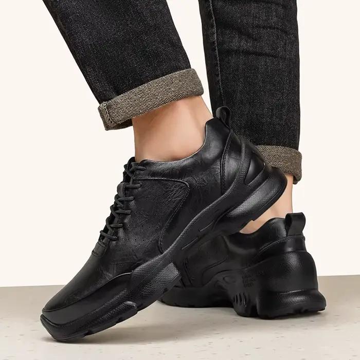 Oxford – chaussures d'ascenseur décontractées en cuir de vache pour hommes, ajourées et respirantes,