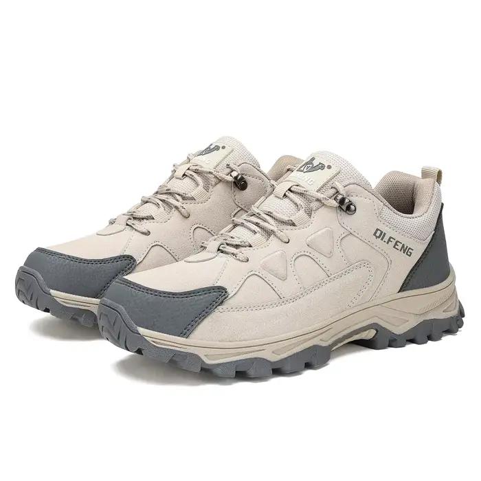 Chaussures de randonnée hiver rétro en cuir extérieur tout-terrain noir antidérapant Trail chaussure