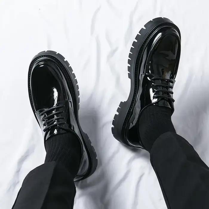 Chaussures formelles à lacets pour hommes, chaussures provoqué, semelle noire