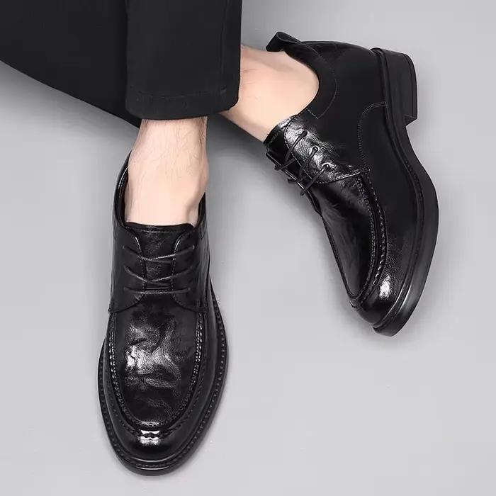 Chaussures de soirée décontractées, chaussures marron et noires pour hommes, mocassins en cuir de va