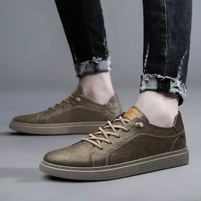 Marque italienne en cuir véritable chaussures décontractées hommes Oxford en plein air noir chaussur