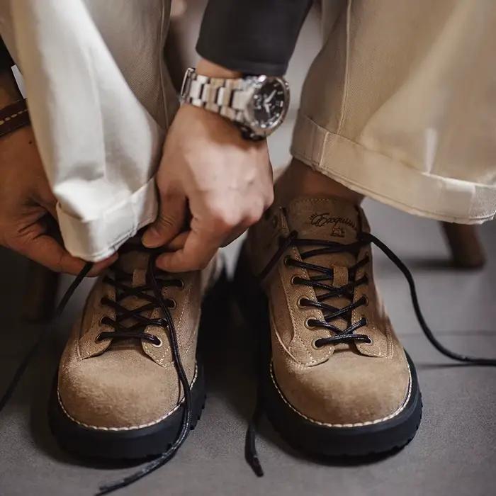 Chaussures en daim de vache vintage Maden, chaussures de travail à semelle épaisse, basses, décontra