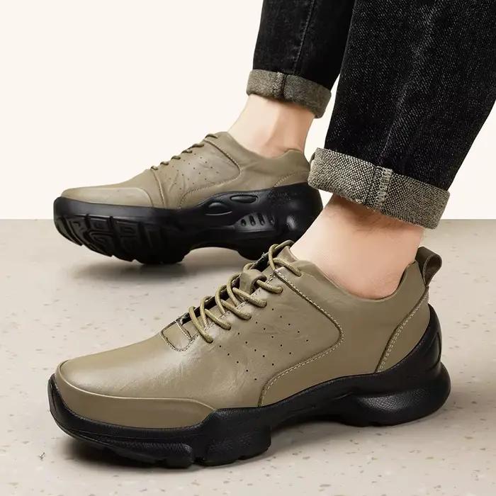 Oxford – chaussures d'ascenseur décontractées en cuir de vache pour hommes, ajourées et respirantes,