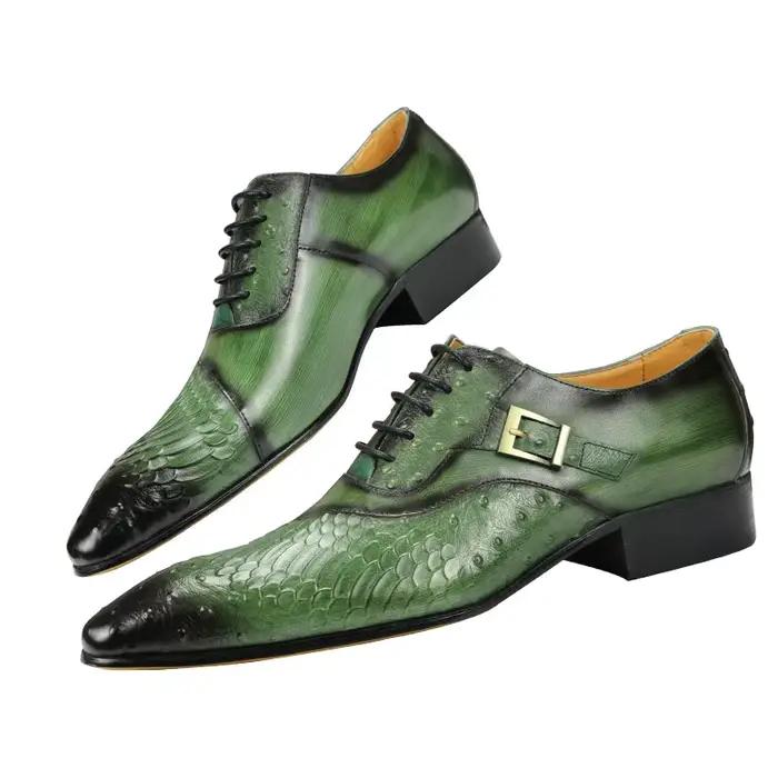 Chaussures Oxford de luxe sculptées en cuir pour hommes, style britannique, pointues, tendance, à la