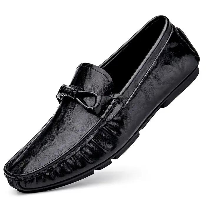 Mocassins respirants en cuir faits à la main, chaussures décontractées pour hommes, chaussures de ma