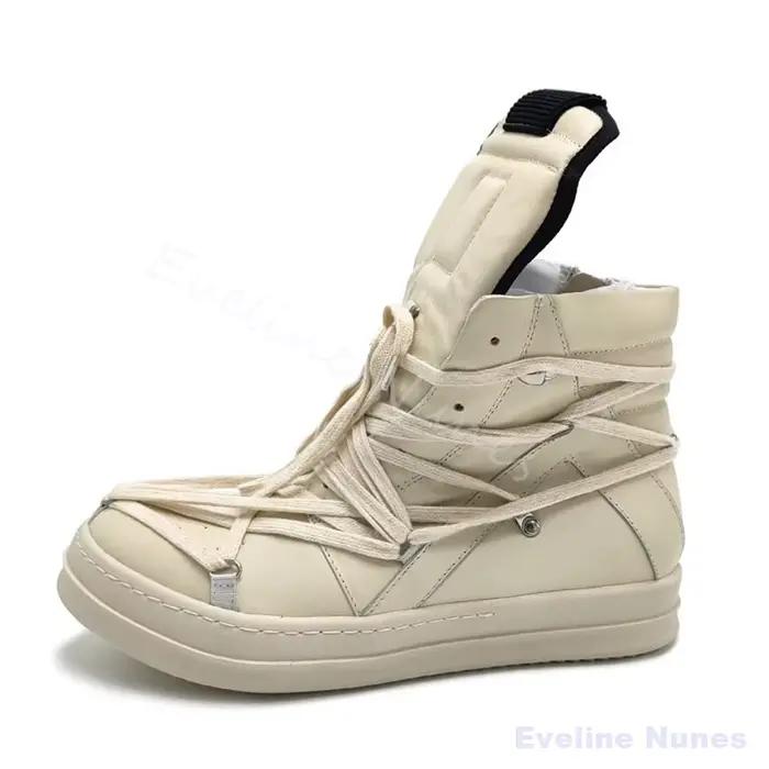 Chaussures montantes à plateforme rehaussantes pour hommes, à lacets croisés, décontractées, antidér