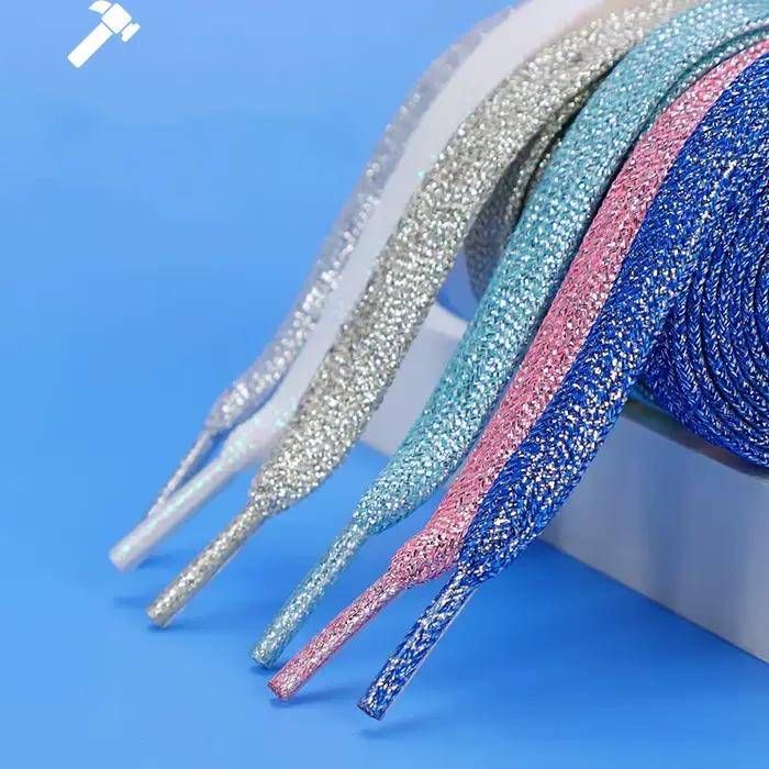 1 paire paillettes colorées largeur lacet cordes lacets plats pour course athlétique mode lacet bask