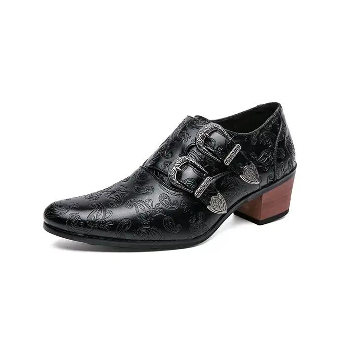 Chaussures Baroques Noires en Cuir pour Homme, Bottes Astronomiques Décontractées, de Marque Italien