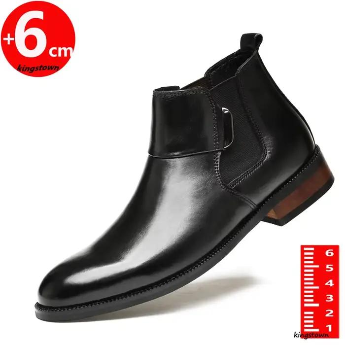 StephanBoots-Chaussures rehaussantes chaudes pour hommes, Rinse, Cuir de vache, Semelle intérieure a