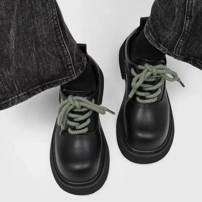 Chaussures Derby Homme 2026 en PU à Semelle Épaisse Tendance Bout Rond Taille 38-46