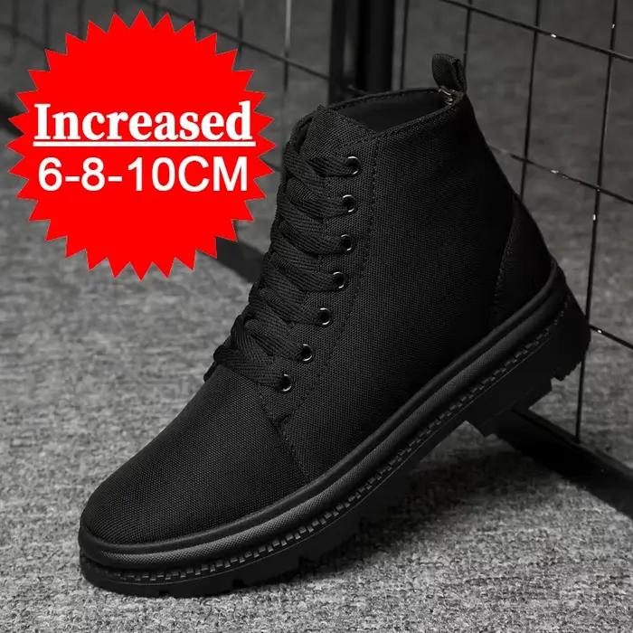 Hommes bottes ascenseur chaussures talons cachés toile rehaussant chaussures pour homme talons caché