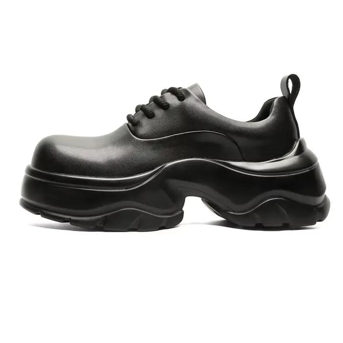 Plate-forme en cuir véritable hommes chaussures décontractées fond épais augmenter hommes baskets à