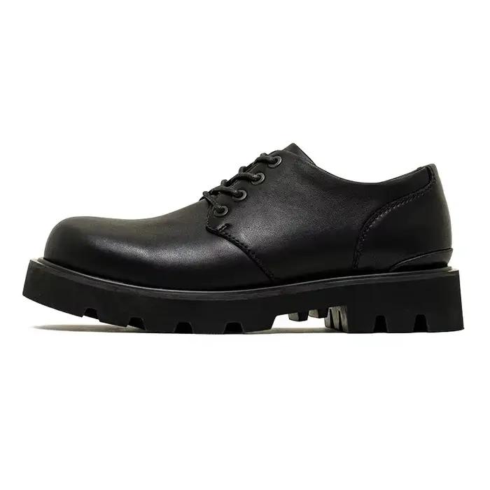 Chaussures Derby Vintage pour Hommes en Noir Mat pour le Printemps et l'Automne, Bottines Casual à S
