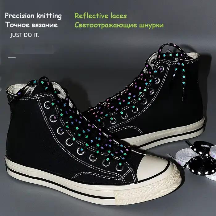 Lacets de chaussures lumineux réfléchissants plats brillent dans le noir lacets de Fluorescence pour