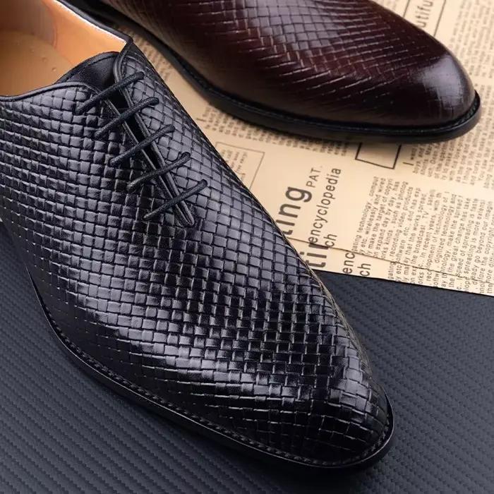 Chaussures Oxford en cuir véritable pour hommes, chaussures de bureau d'affaires décontractées, conf