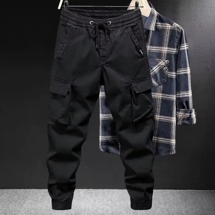 Mode travail décontracté pour hommes printemps et automne marque à la mode pieds amples couleur unie