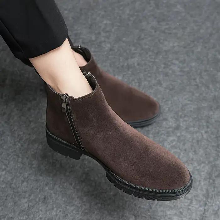 Bottines Chelsea pour hommes, confortables, élégantes, en daim résistant, à coupe haute, à semelle é