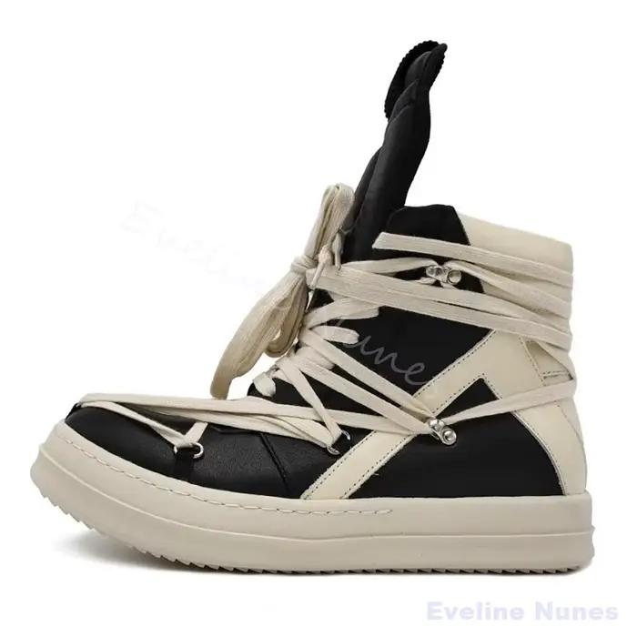 Chaussures montantes à plateforme rehaussantes pour hommes, à lacets croisés, décontractées, antidér