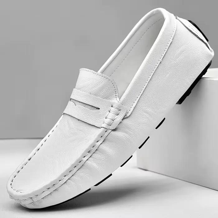 Nouveaux Mocassins Décontractés pour Hommes à Semelle Souple, Chaussures en Cuir de Marque Confortab