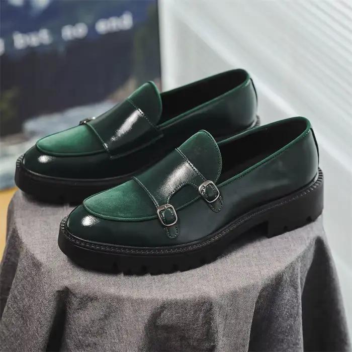 Mocassins hommes chaussures en cuir à semelles épaisses Style britannique noir chaussures d'affaires