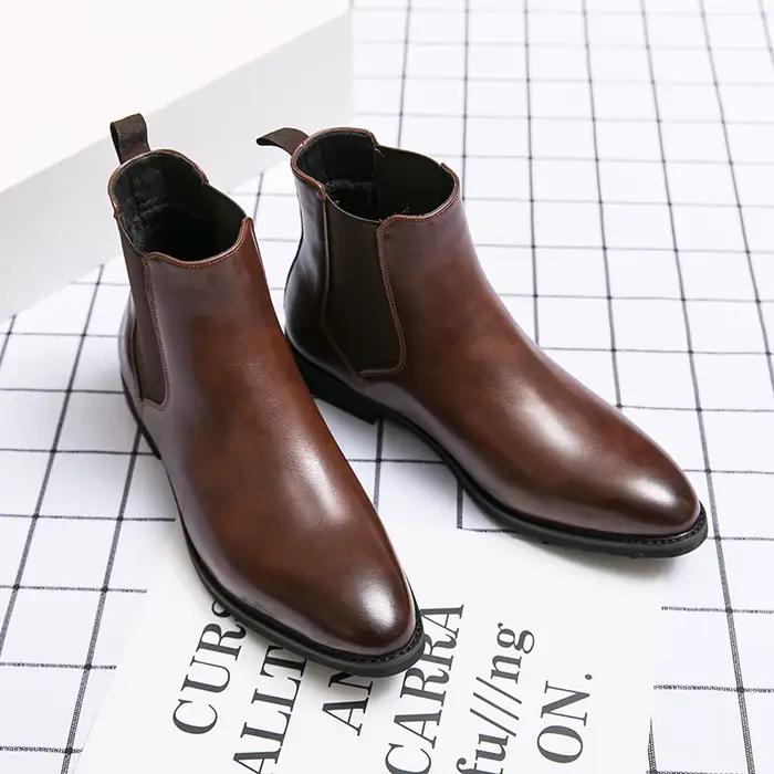 Nouveau Chelsea bottes hommes chaussures PU marron mode polyvalent affaires décontracté Style britan