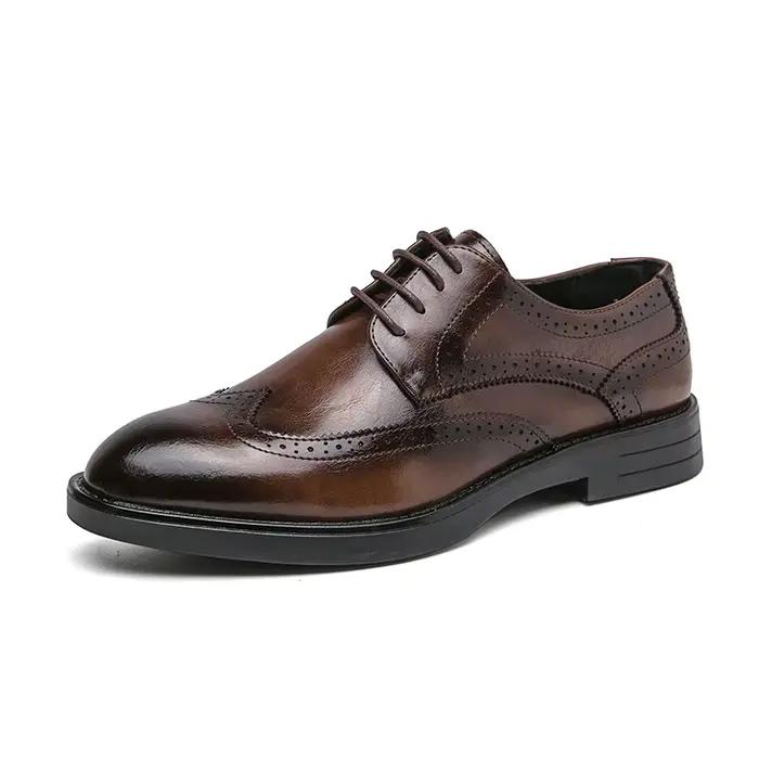 Nouvelles Chaussures Richelieu Homme Printemps-Automne 2024 Style Britannique Marron