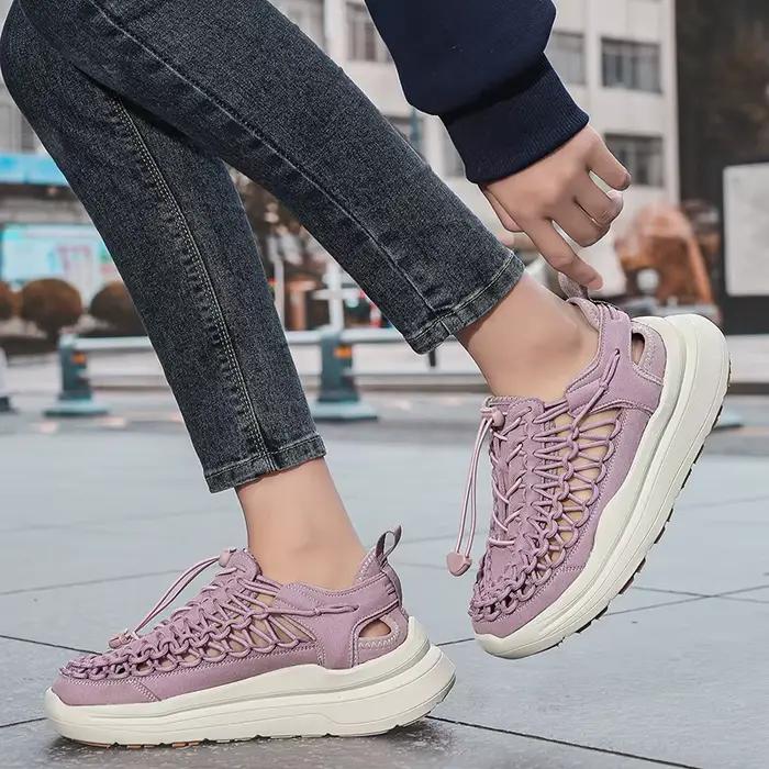 Sandales Chunky Tissées à la Main pour Hommes – Nouveau Style Été Respirant Confortable Décontracté Type Sneaker – Tailles 36-46