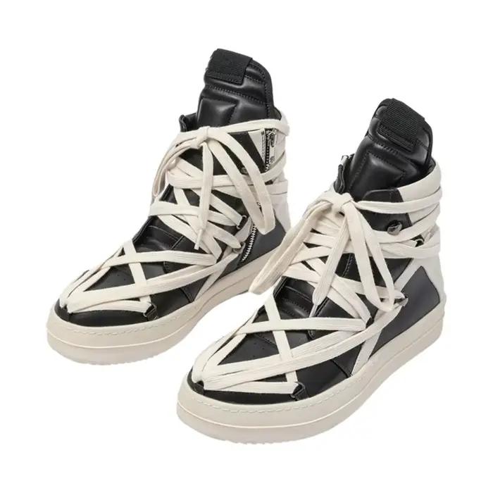 Bottes Montantes Décontractées Style Vintage Motifs Étoiles et Triangles Semelle Caoutchouc Pour Hommes Occasions Spéciales