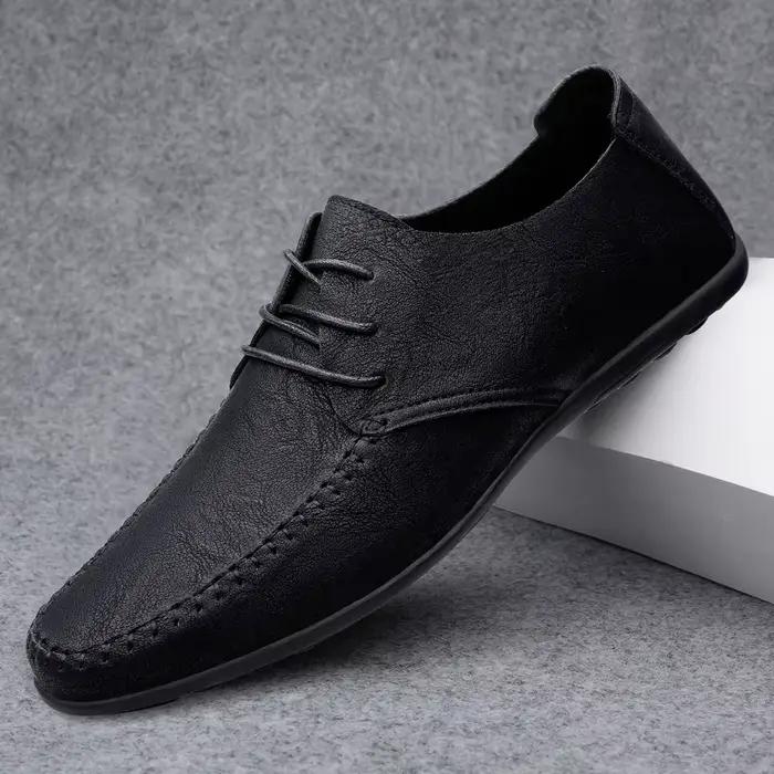 Chaussures en cuir pour hommes semelles souples quatre saisons grande taille chaussures en cuir décontractées mode à la mode fête des jeunes chaussures de conduite polyvalentes