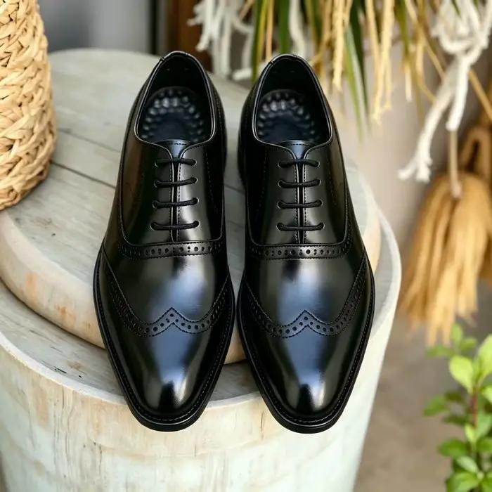Chaussures Richelieu noires pour hommes, chaussures habillées formelles pour affaires et mariages, semelle rouge, confortables, à lacets