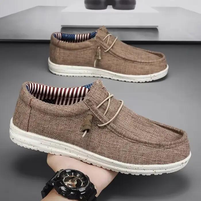 Mocassins en toile à enfiler pour hommes